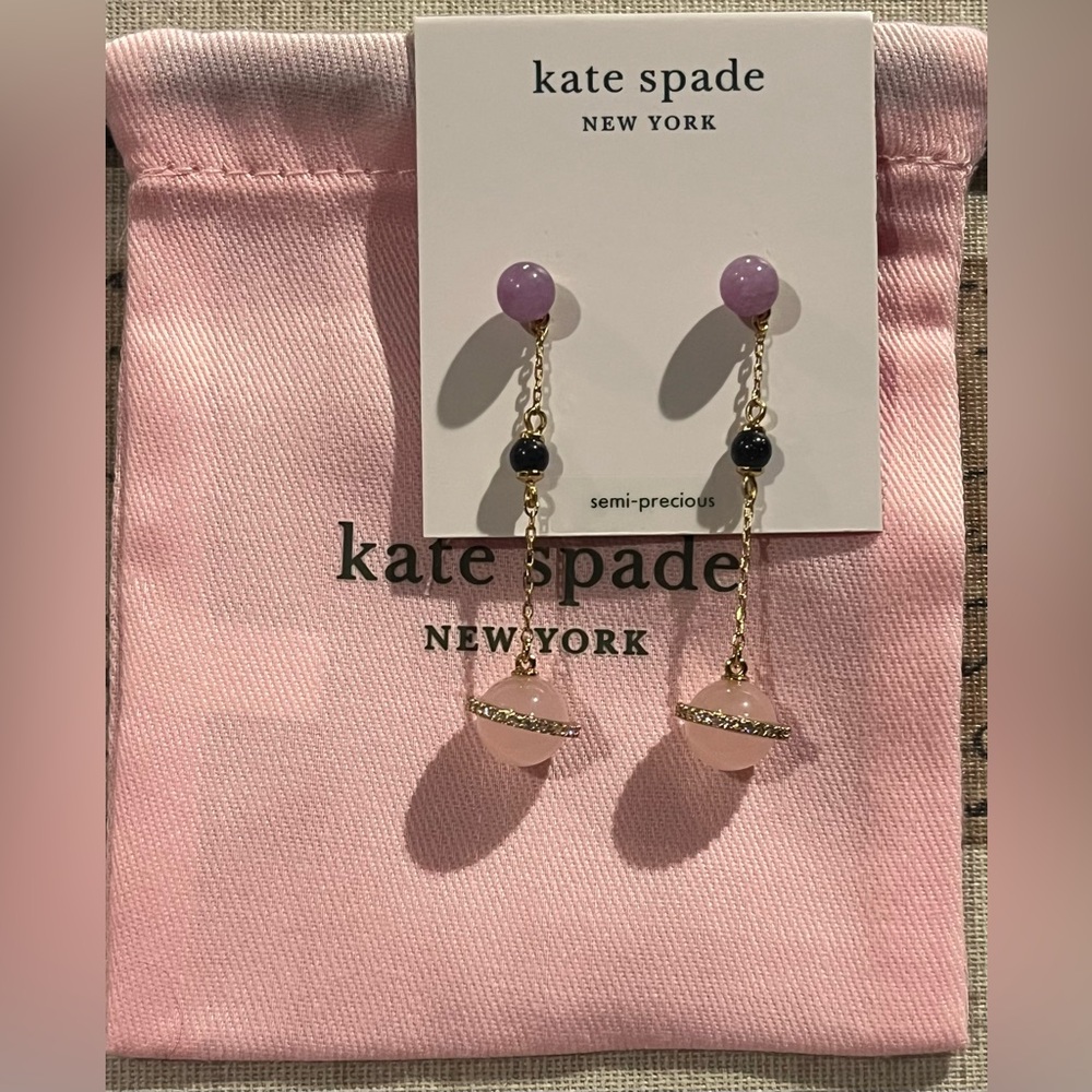 Kate Spade Gold Tone On The Rock Semi-Precious Drop Earrings new